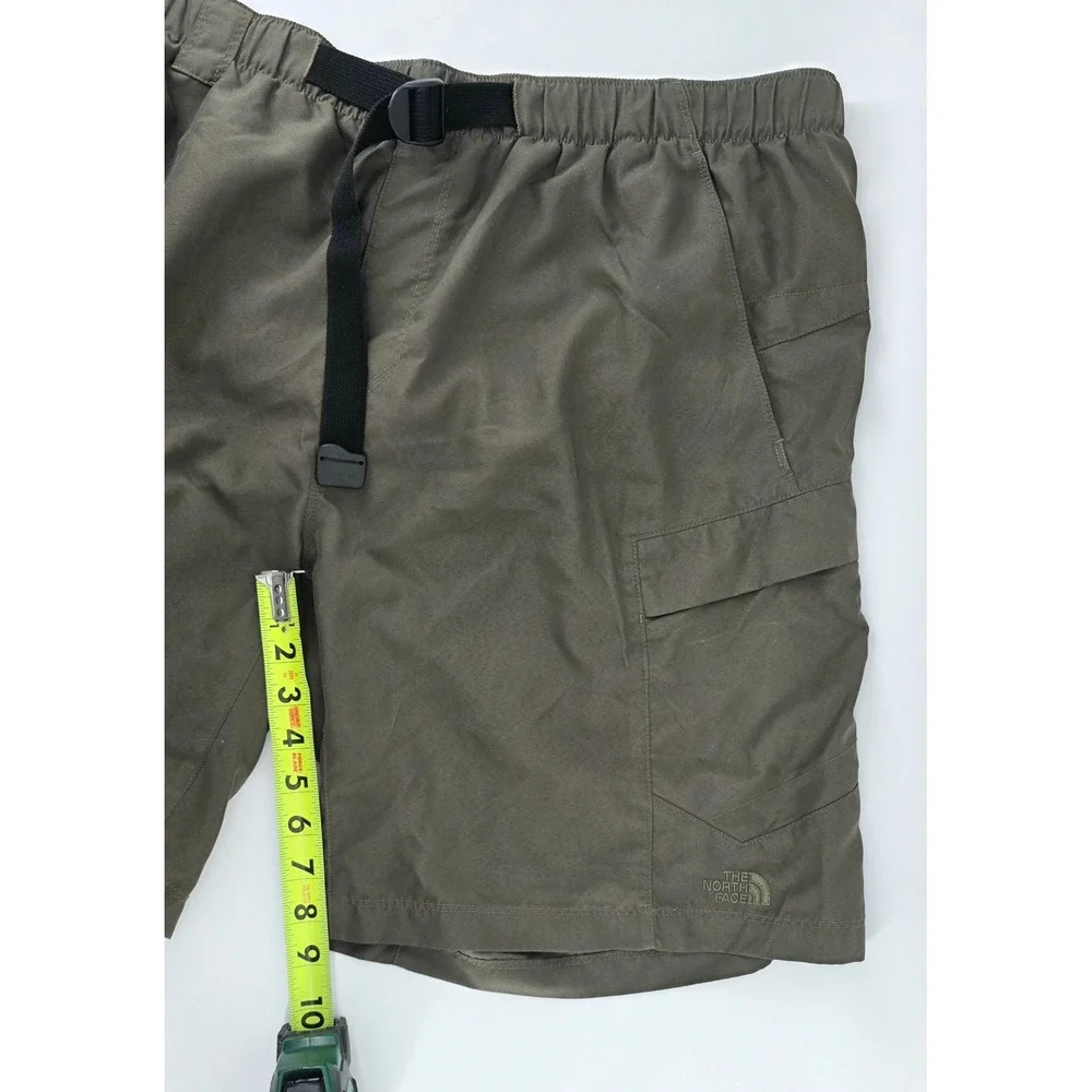 The North Face Hiking Cargo Shorts Size XL Mens Olive Green Belted Gorpcore